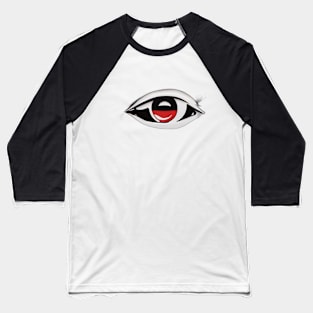 Abstract Red and Black Eye Design on Dark Background No. 550 Baseball T-Shirt